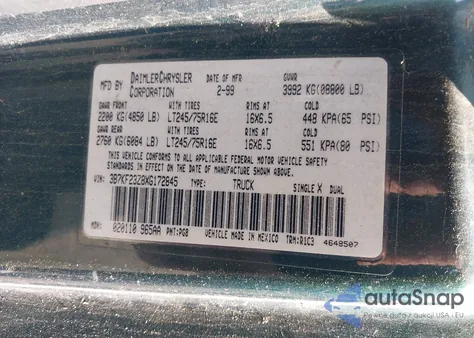 1999 Dodge Ram 2500 St from USA, damaged, VIN 3B7KF23Z8XG172845